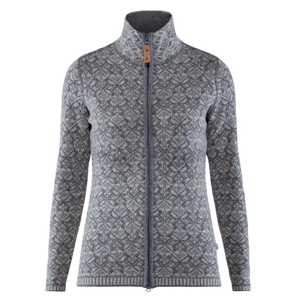 Fjallraven Snow Cardigan Womens XS Gray Wool Nordic Gorpcore Layering Apres Ski
